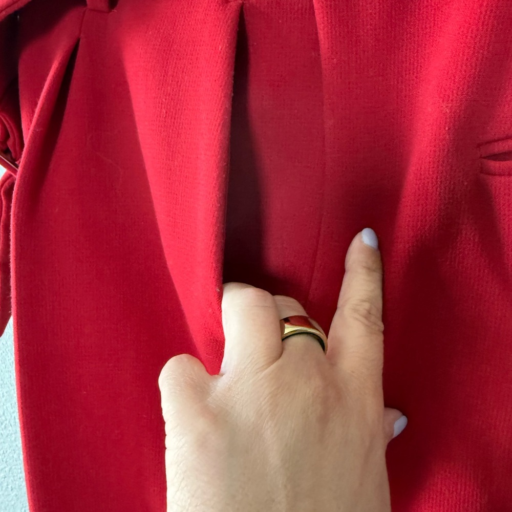 Ann Taylor Red High-Waisted Trousers with Cloth Belt Ankle Length - Picture 7 of 9